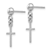 14k White Gold Polished Cross Dangle Post Earrings